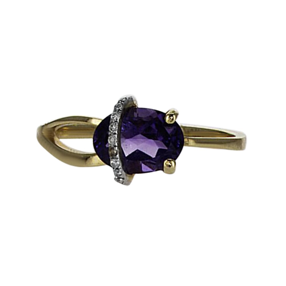 gold diamond amethyst ring