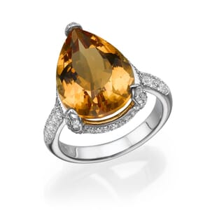 טבעת סיטרין 8.55 קראט, זהב-לבן 18 קראט, משובצת יהלומים