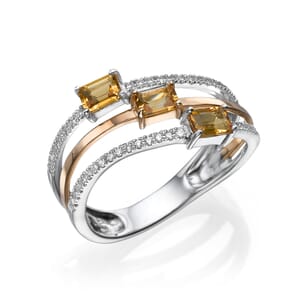 טבעת סיטרין 0.49 קראט, זהב-לבן 14 קראט,משובצת 0.44 קראט יהלומים
