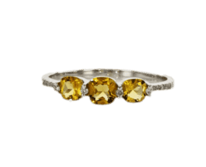 טבעת סיטרין 0.60 קראט, זהב-לבן 14 קראט, משובצת 0.06 קראט יהלומים