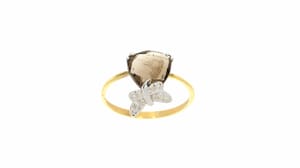 טבעת אבן סמוק טופז 2.06 קראט, זהב-צהוב 9 קראט, משובצת יהלומים