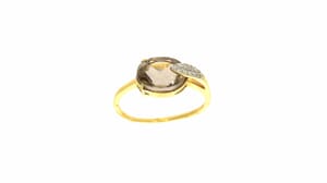 טבעת אבן סמוק טופז 1.98 קראט, זהב-צהוב 14 קראט, משובצת יהלומים