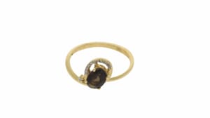 טבעת אבן סמוק טופז 0.79 קראט, זהב-צהוב 14 קראט, משובצת יהלומים