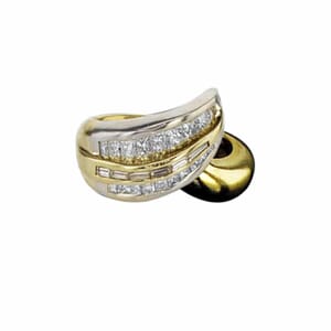 טבעת משובצת יהלומים 1.50 קראט, זהב-לבן משולב זהב-צהוב 18 קראט